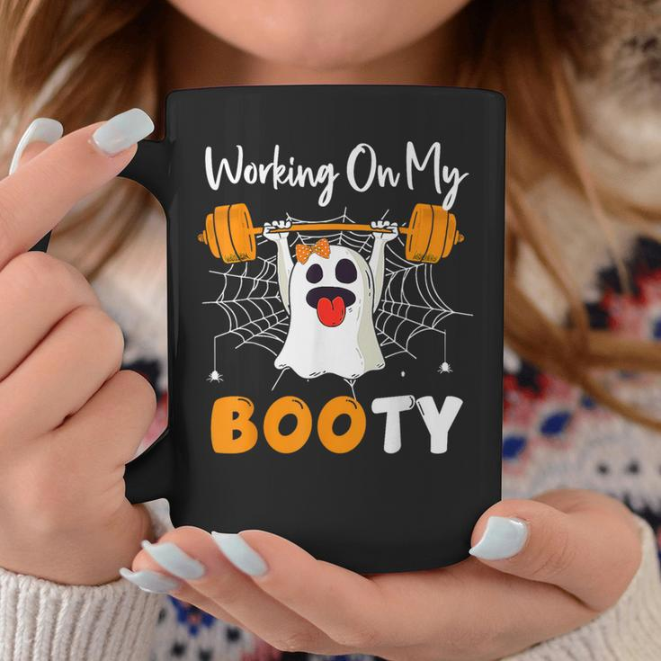 Working On My Booty Ghost Boo Gym Spooky Halloween Coffee Mug Funny Gifts