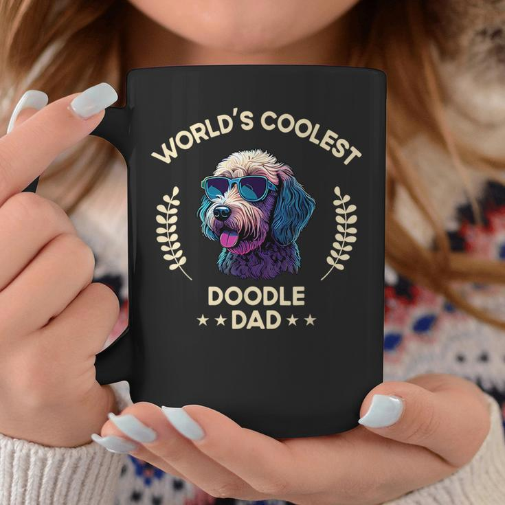 Worlds Coolest Dog Dad Papa - Men Doodle Coffee Mug Funny Gifts