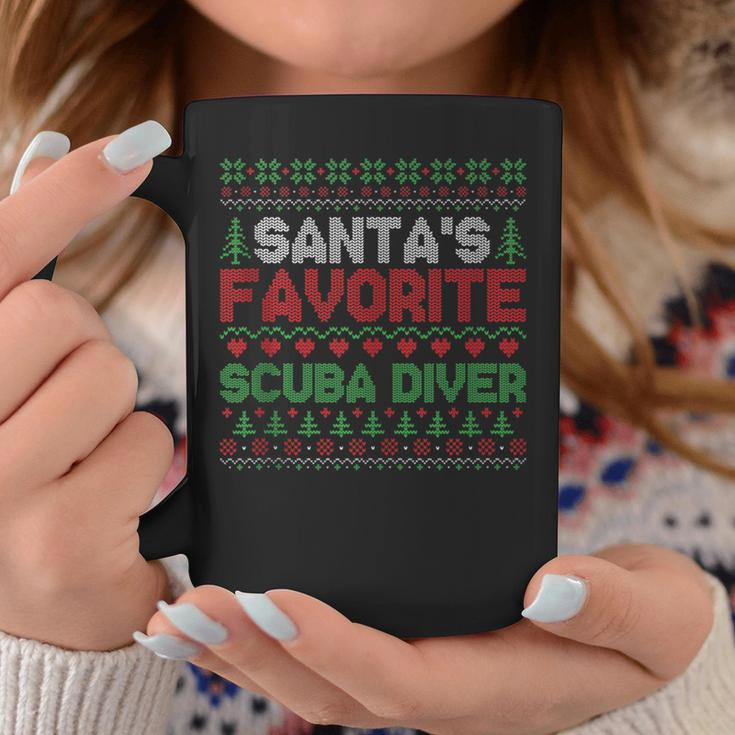 Xmas Santa's Favorite Scuba Diver Ugly Christmas Sweater Coffee Mug Unique Gifts