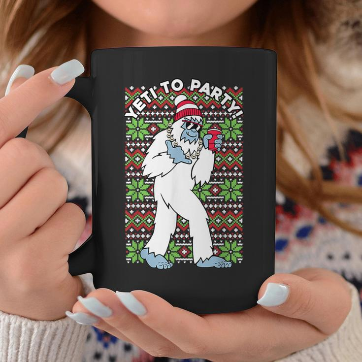 Yeti To The Party Ugly Christmas Sweater Graphic Coffee Mug Unique Gifts