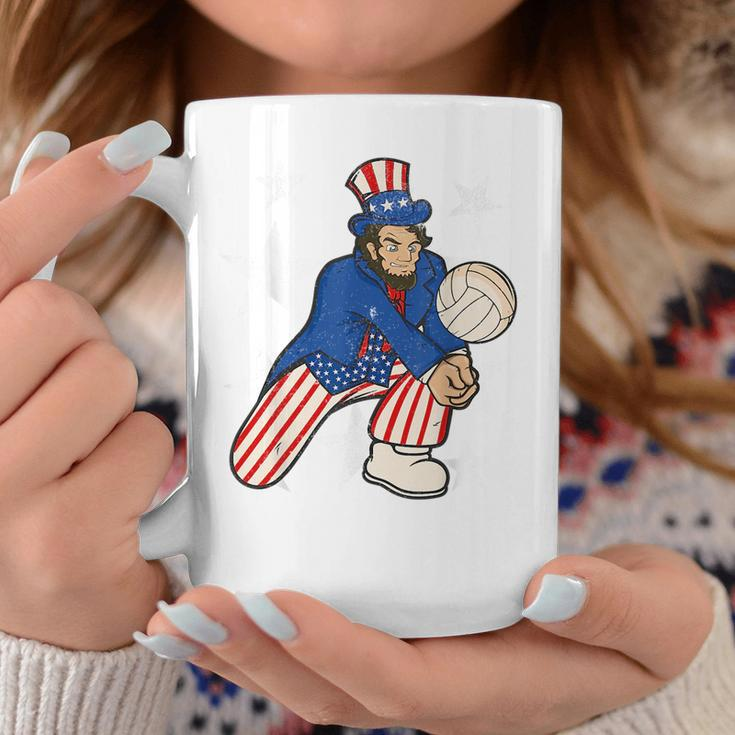 Abraham Lincoln Playing Volleyball Funny 4Th Of July Coffee Mug Unique Gifts