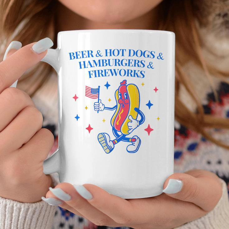 Beer & Hot Dogs & Hamburgers & Fireworks Funny 4Th Of July Coffee Mug Unique Gifts