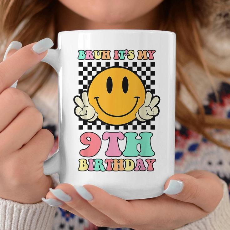Bruh It's My 9Th Birthday Hippie Smile Face 9 Years Old Coffee Mug Personalized Gifts