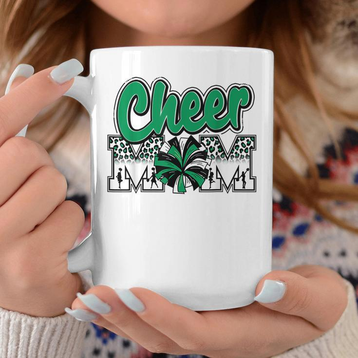 Cheer Mom Green Black White Leopard Letters Cheer Pom Poms Coffee Mug Funny Gifts