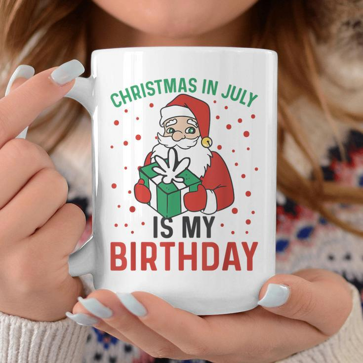 Christmas In July Is My Birthday Santa Summer Holiday Coffee Mug Unique Gifts