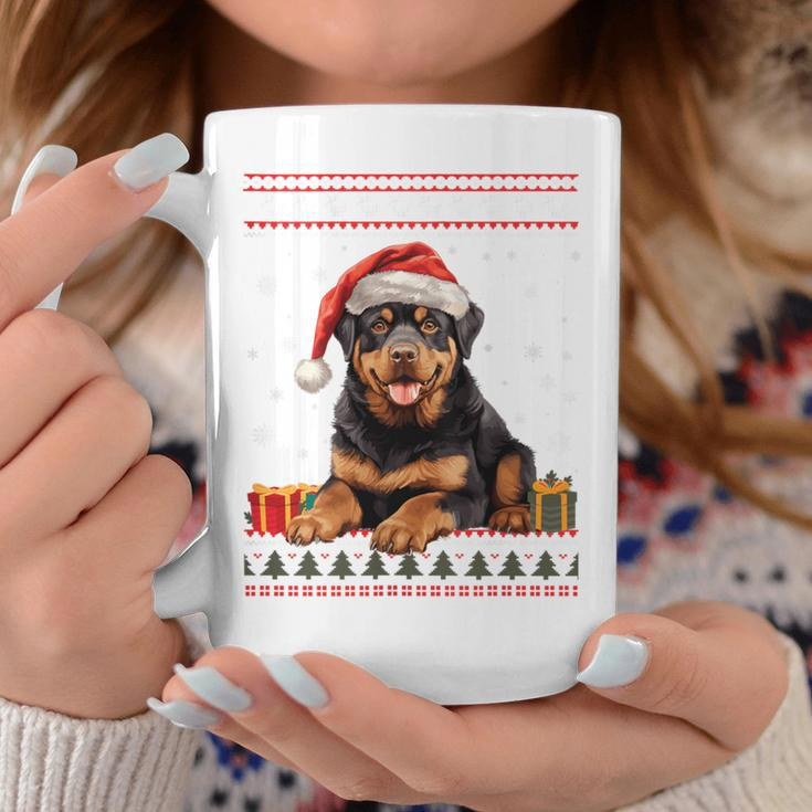 Christmas Rottweiler Dog Santa Hat Ugly Christmas Sweater Coffee Mug Unique Gifts