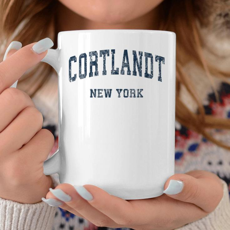 Cortlandt New York Ny Vintage Varsity Sports Navy Coffee Mug Unique Gifts