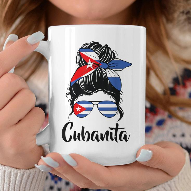 Cubanita Messy Bun Cubanita Cuban Flag Messy Hair Woman Bun Coffee Mug Unique Gifts
