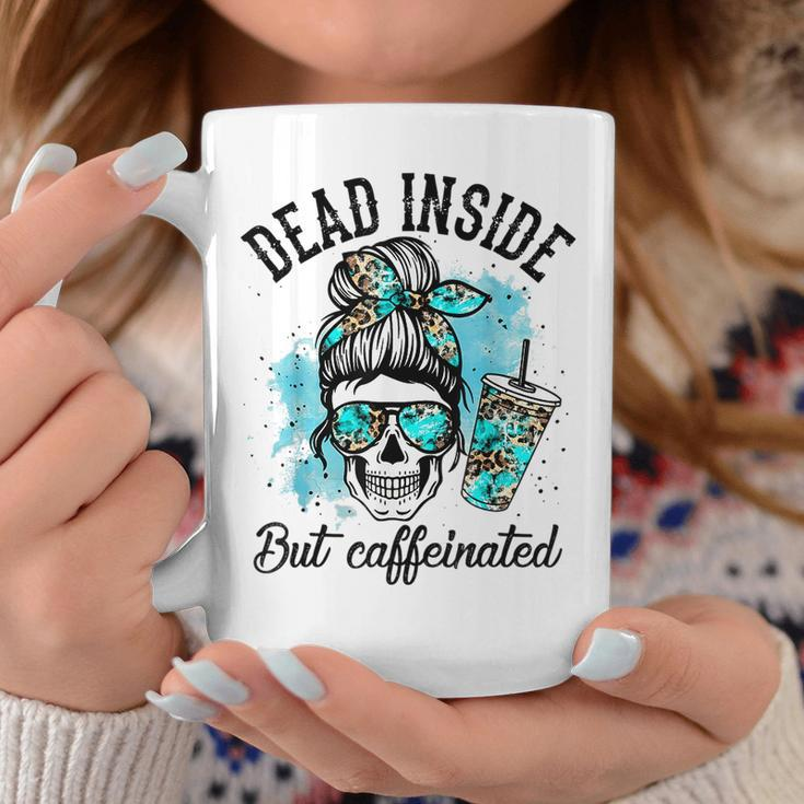 Dead Inside But Caffeinated Skeleton Skull Coffee Lover Coffee Mug Funny Gifts