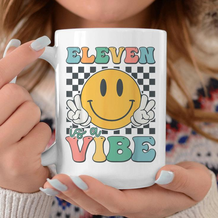 Eleven Is A Vibe 11Th Birthday Smile Face Hippie Boys Girls Coffee Mug Personalized Gifts