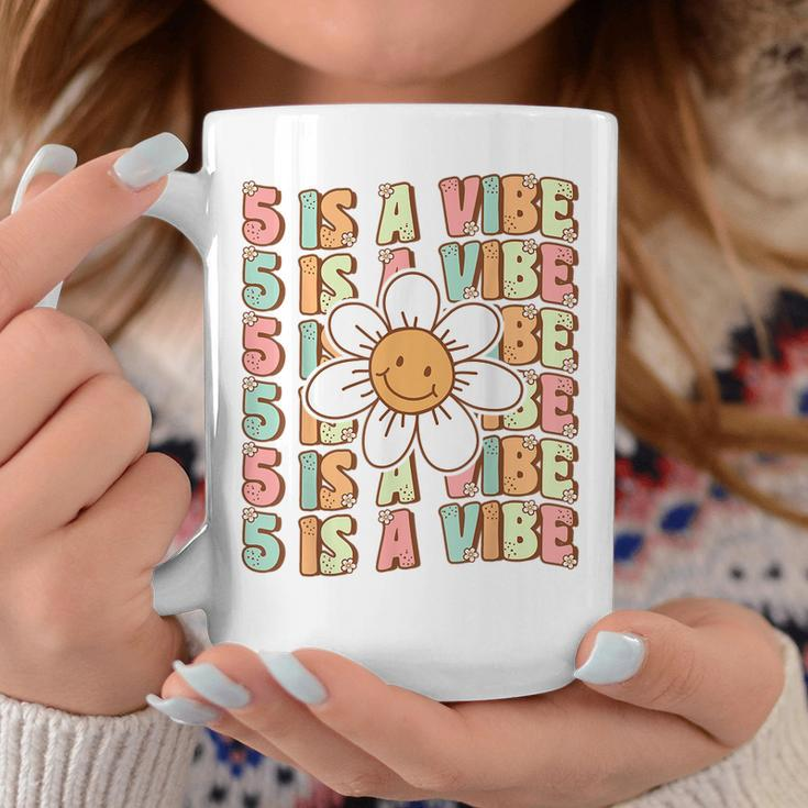 Five Is A Vibe Cute Groovy 5Th Birthday Party Daisy Flower Coffee Mug Funny Gifts