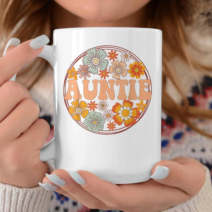 Groovy Auntie Retro Flowers Women Mothers Day Aunt Coffee Mug Unique Gifts