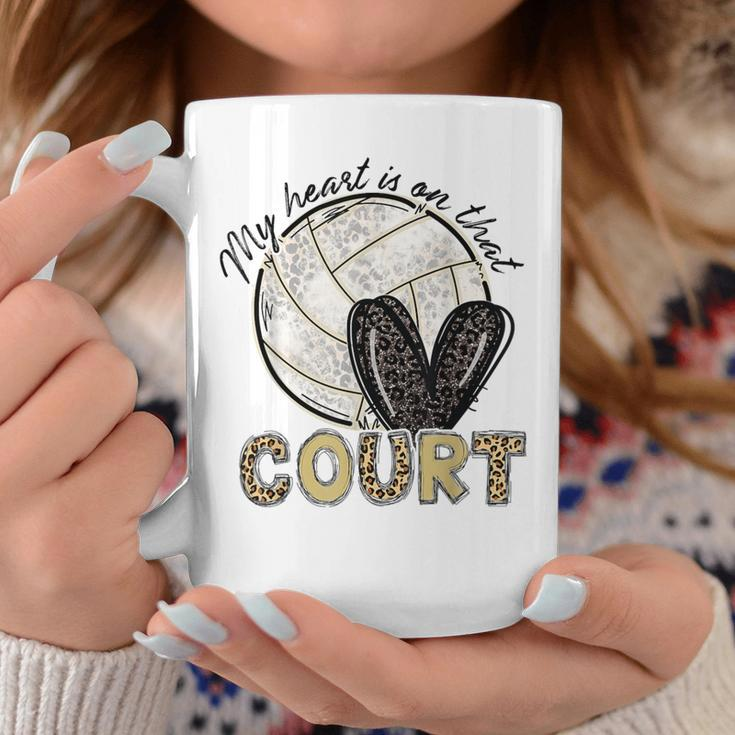 My Heart Is On That Court Volleyball Leopard Volleyball Mom Coffee Mug Unique Gifts