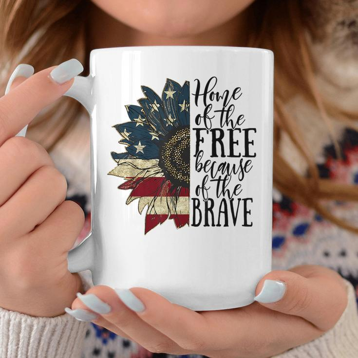 Home Of The Free Because Of The Brave American Sunflower Coffee Mug Unique Gifts