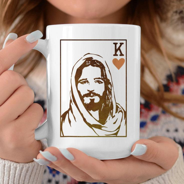 Jesus King Of Hearts Card Christian For Men Women Coffee Mug Funny Gifts