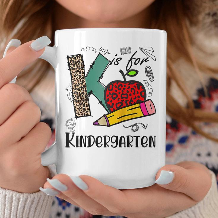 K Is For Kindergarten Leopard Teacher First Day Of School Coffee Mug Unique Gifts