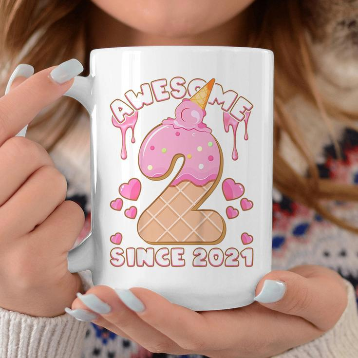 Kids Birthday Girl 2 Years Old Ice Cream Awesome Since 2021 Coffee Mug Unique Gifts