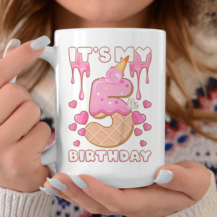 Kids Birthday Girl 5 Years Ice Cream Its My 5Th Birthday Coffee Mug Unique Gifts