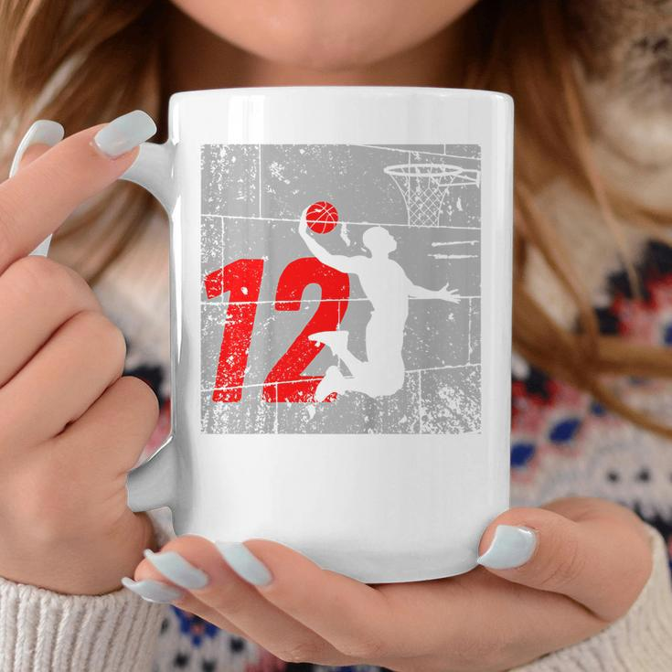Kids Distressed 12 Year Old 12Th Basketball Birthday Slam Dunk Coffee Mug Unique Gifts