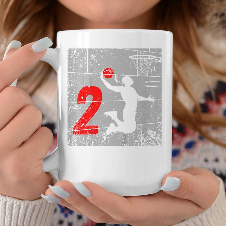 Kids Distressed 2 Year Old 2Nd Basketball Birthday Slam Dunk Coffee Mug Unique Gifts