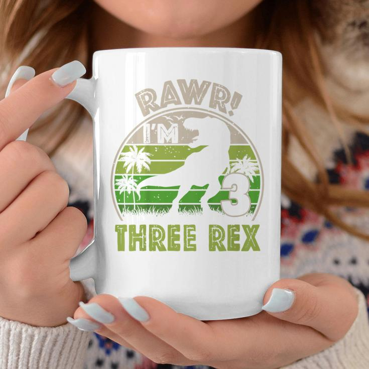 Kids Three Rex Birthday Party Outfit Dinosaur 3 Year Old Boy Coffee Mug Funny Gifts