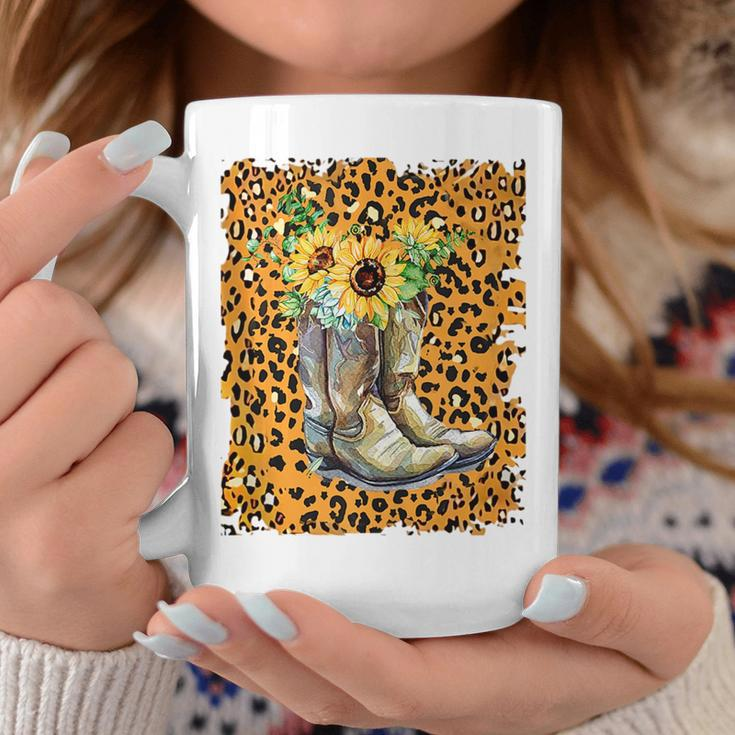 Leopard Sunflower Cowgirl Boot For Cowgirl Country Girl Coffee Mug Unique Gifts
