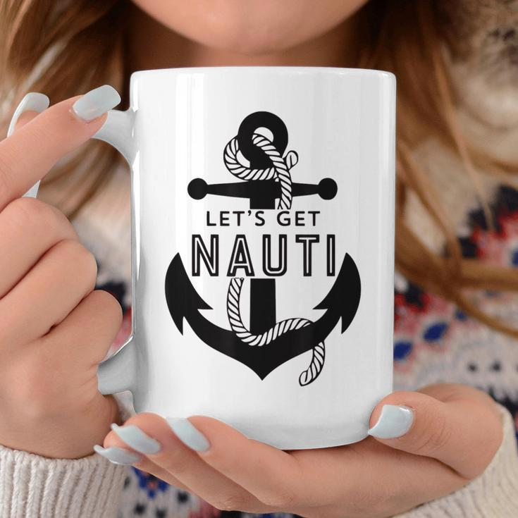 Lets Get Naughty Funny Nautical Sailing Anchor Quote Coffee Mug Unique Gifts