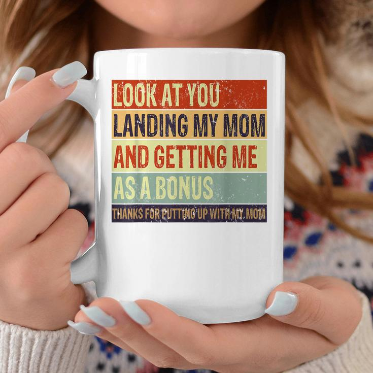 Look At You Landing My Mom Getting Me As A Bonus Retro Dad Coffee Mug Unique Gifts