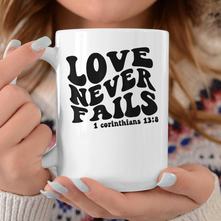 Love Never Fails 1 Corinthians 138 Bible Verse Heart Vine Coffee Mug Funny Gifts