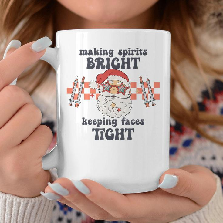 Making Spirits Bright Keeping Faces Tight Santa Christmas Coffee Mug Unique Gifts