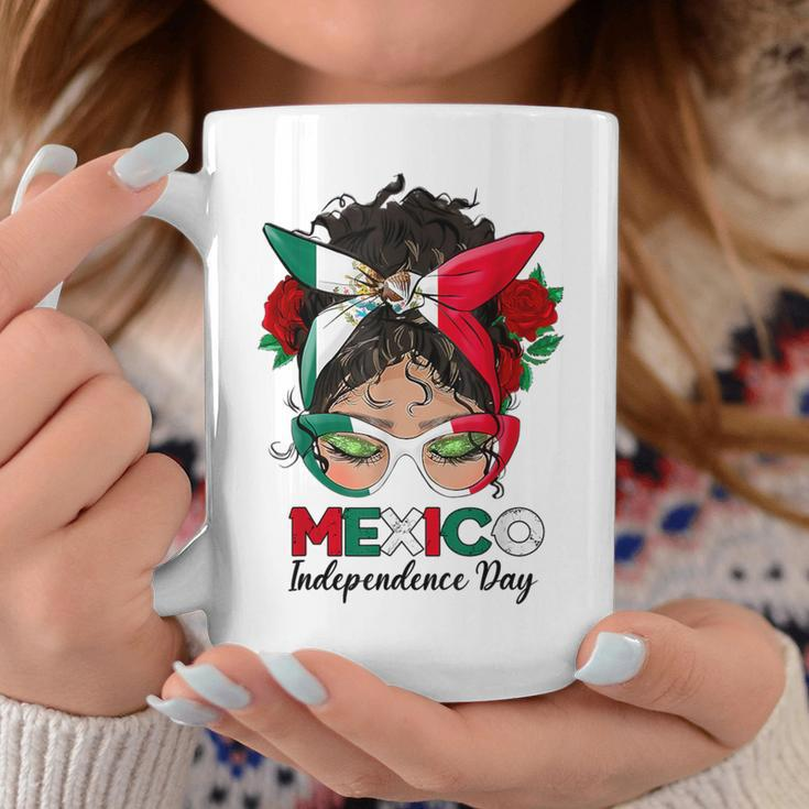 Messy Bun Mexican Flag Independence Day Woman Vintage Coffee Mug Unique Gifts