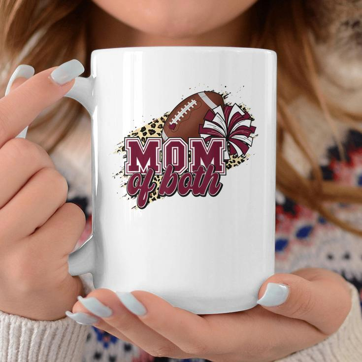 Mom Of Both Football And Cheer Leopard Maroon Coffee Mug Funny Gifts