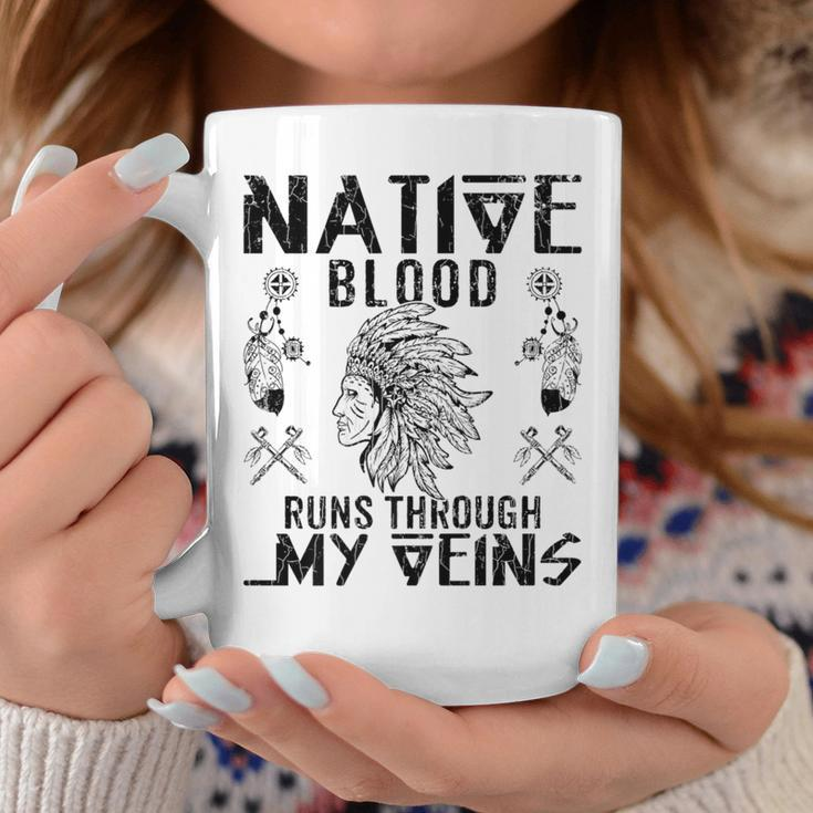 Native Blood Runs Through My Veins Fun American Day Graphic Coffee Mug Funny Gifts