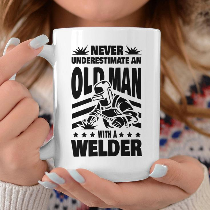 Never Underestimate An Old Man With A Welder Dad Coffee Mug Funny Gifts