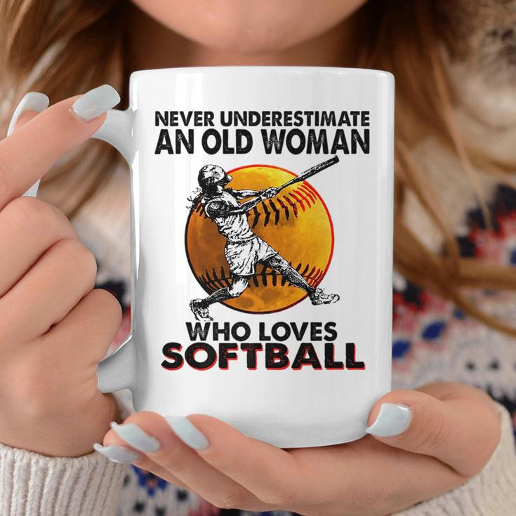 Never Underestimate An Old Woman Who Loves Softball Gift Coffee Mug Funny Gifts