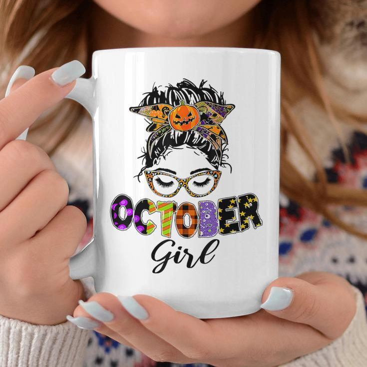 October Girl Halloween Messy Bun October Birthday Coffee Mug Unique Gifts