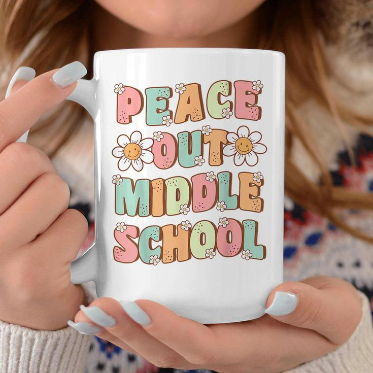 Peace Out Middle School Graduation Groovy Last Day Of School Coffee Mug Unique Gifts