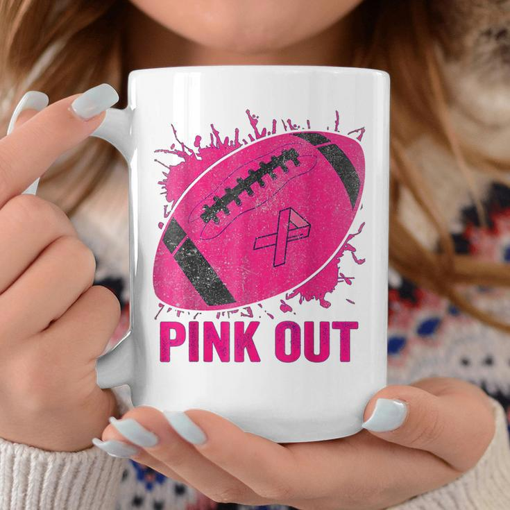 Pink Out Breast Cancer Awareness Football Breast Cancer Coffee Mug Funny Gifts