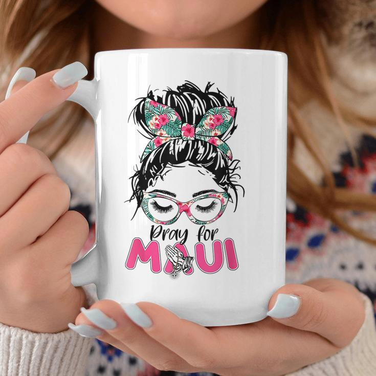 Pray For Maui Hawaii Strong Messy Bun Girls Coffee Mug Funny Gifts