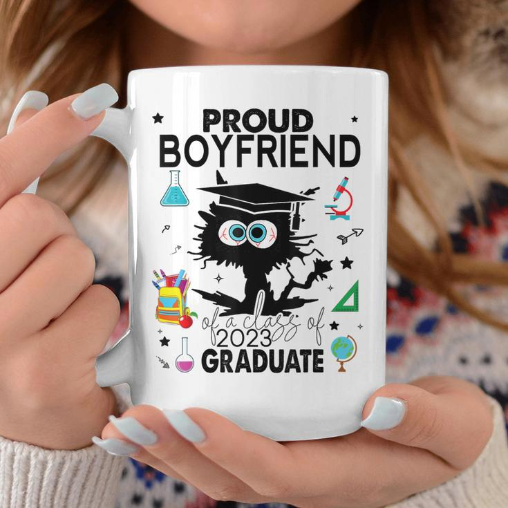 Proud Boyfriend Of A Class Of 2023 Graduate Funny Black Cat Coffee Mug Unique Gifts