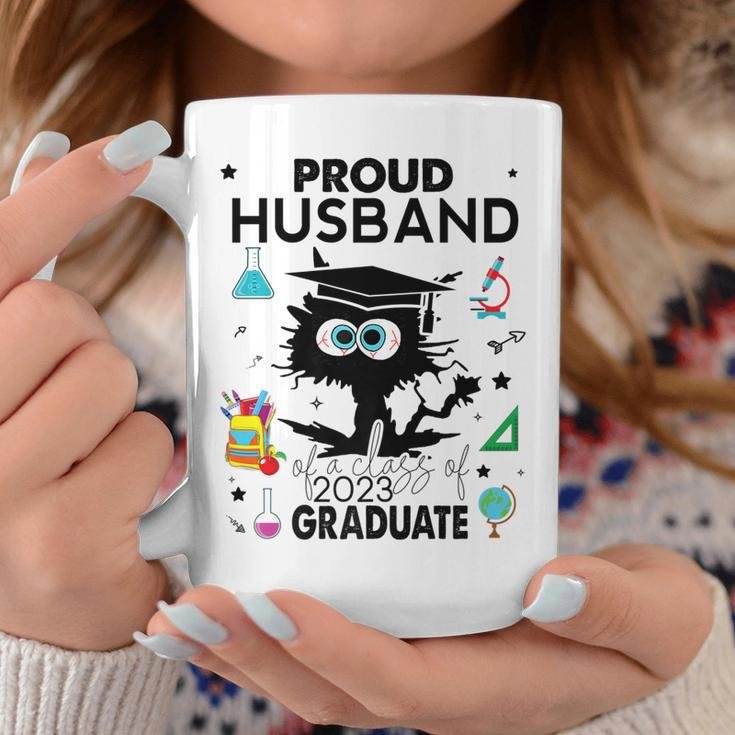 Proud Husband Of A Class Of 2023 Graduate Funny Black Cat Coffee Mug Unique Gifts