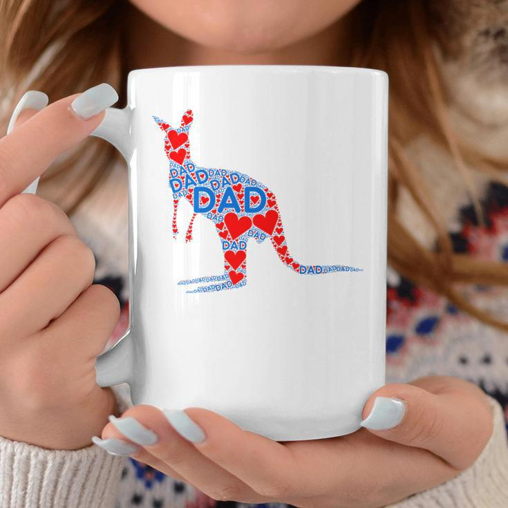 Red Heart Love Blue Dad - Cute Kangaroo Daddy Fathers Day Coffee Mug Unique Gifts