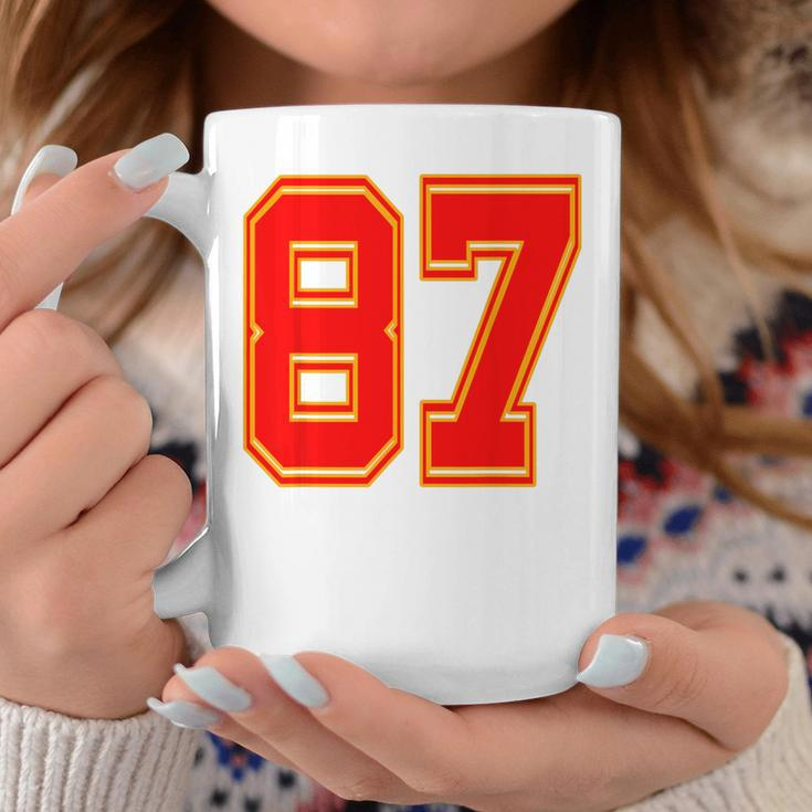 Red Number 87 White Yellow Football Basketball Soccer Fans Coffee Mug Personalized Gifts