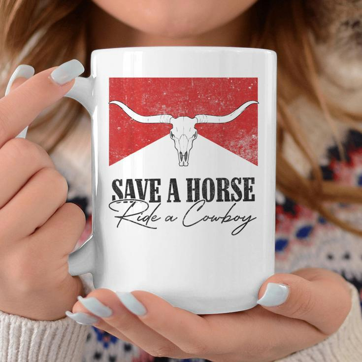 Retro Bull Skull Western Country Save A Horse Ride A Cowboy Coffee Mug Personalized Gifts