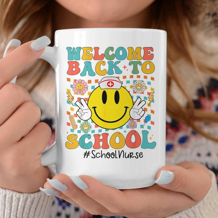 Retro Groovy Welcome Back To School Shool Nurse Smile Face Coffee Mug Funny Gifts