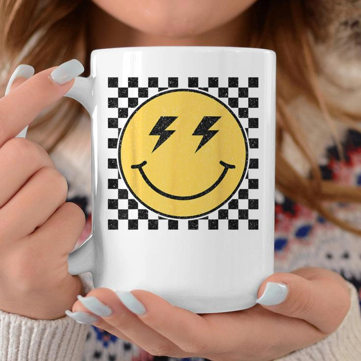 Retro Happy Face Checkered Pattern Smile Face Trendy Smiling Coffee Mug Unique Gifts