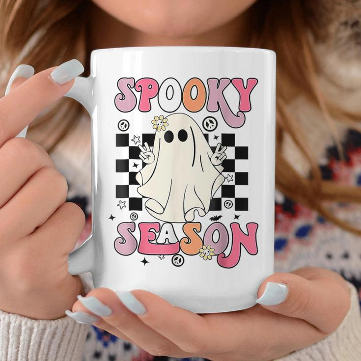 Retro Hippie Halloween Cute Ghost Spooky Season Coffee Mug Unique Gifts