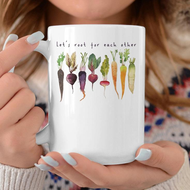 Retro Lets Root For Each Other Cute Veggie Funny Vegan Coffee Mug Funny Gifts
