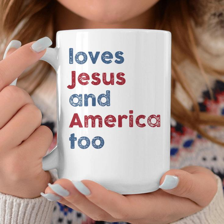 Retro Loves Jesus And America Too God Christian 4Th Of July Gift For Womens Coffee Mug Unique Gifts