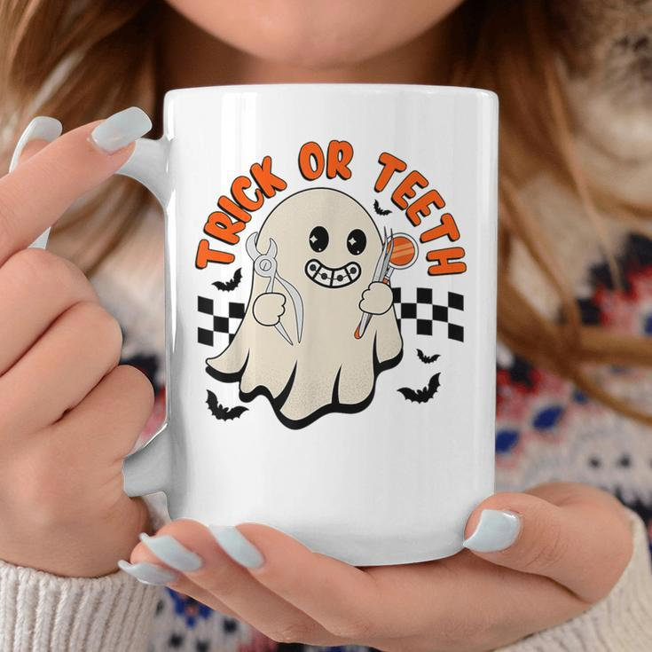 Retro Orthodontist Halloween Trick Or Treat Dentist Ghost Coffee Mug Unique Gifts